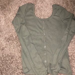 Hollister green button shirt